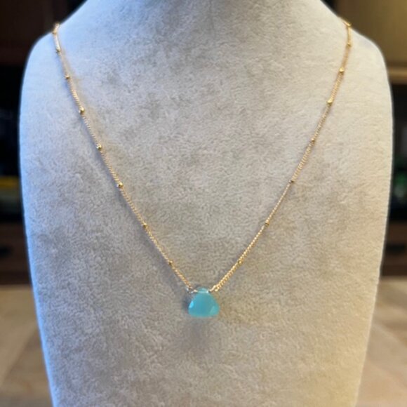Satya Aqua Chalcedony Gold Necklace – new with tags. - Picture 2 of 4